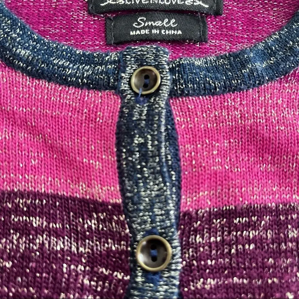 Lucky Brand girls striped metallic thread cardigan sweater size 7 - Picture 3 of 7